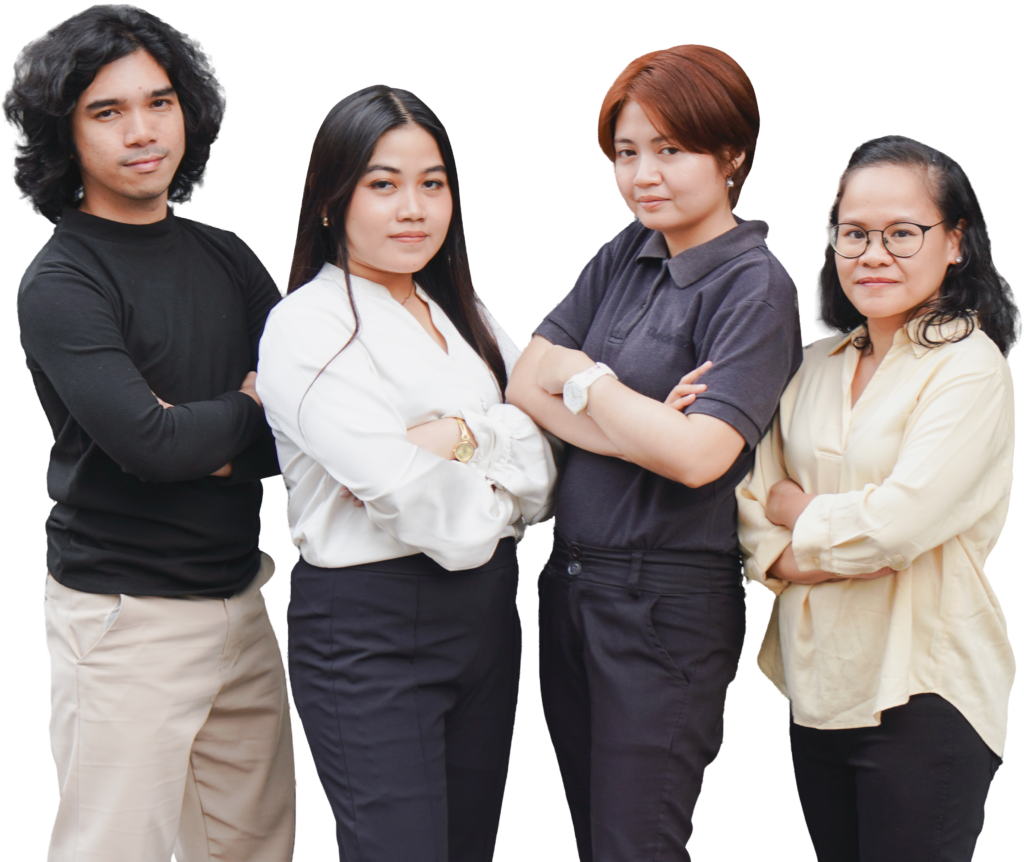 Group photo of four VizServe team members wearing business casual attire.